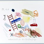 Volker Hildebrandt, nebensächlich die Größenfrage, 1989, Bleistift und Wasserfarbe, 30 x 40 cm